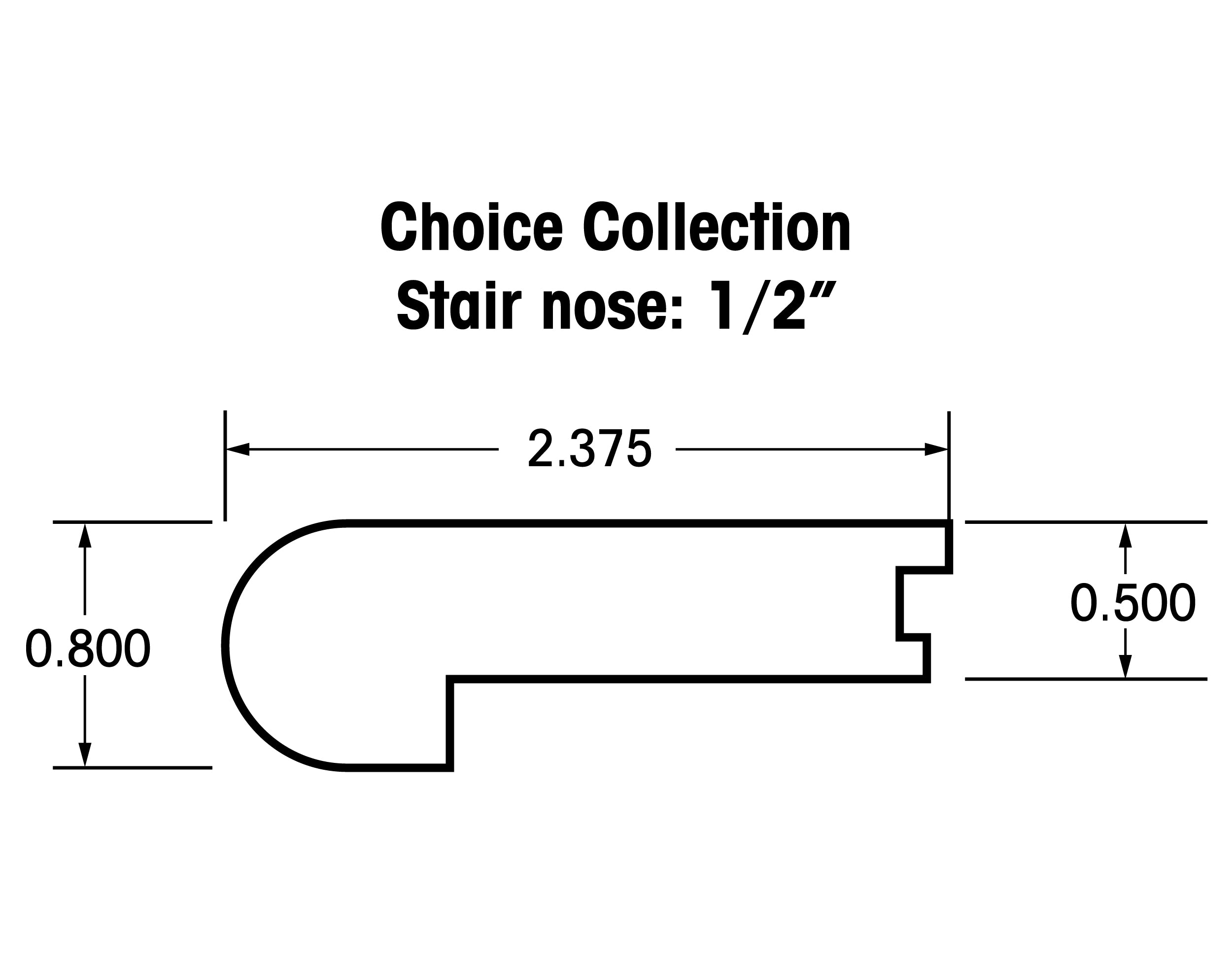 1/2" Flush Stair Nose Molding (Choice Collection)