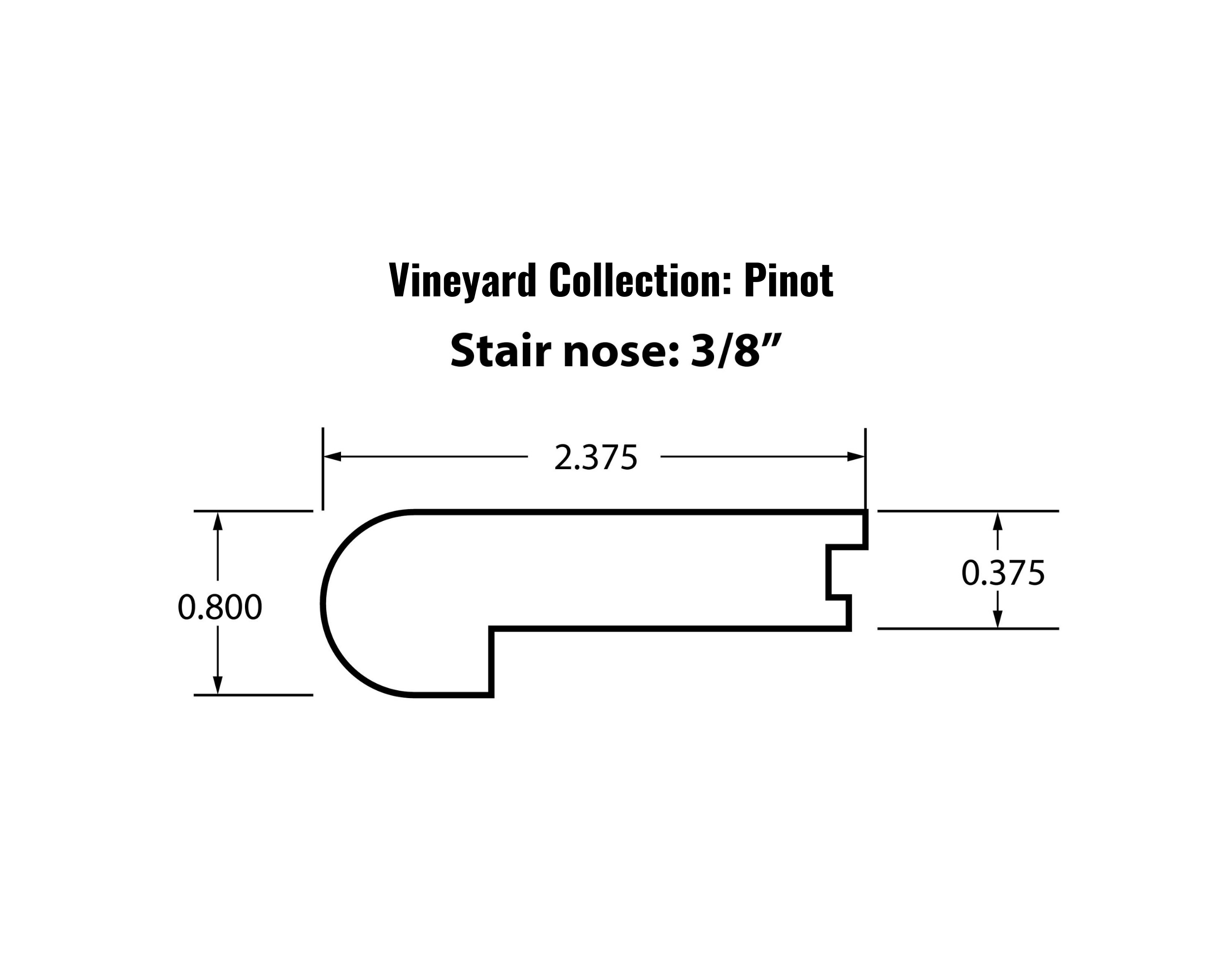 3/8" Flush Stair Nose Molding (Vineyard Pinot Collection)