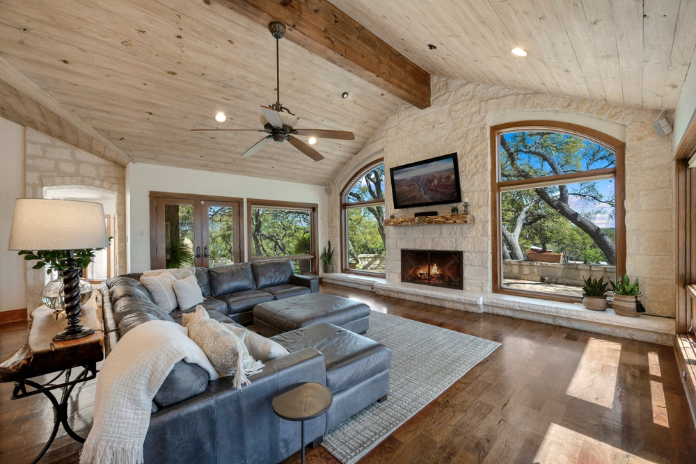 a interior view of a living room in a farmhouse home