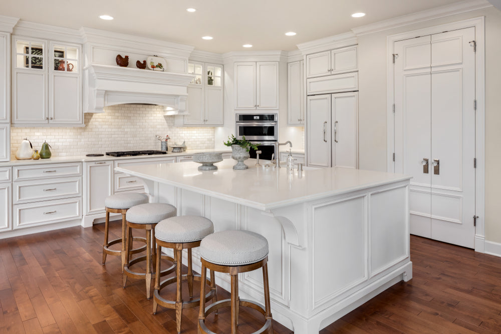 Beautiful kitchen in dark hardwood floors