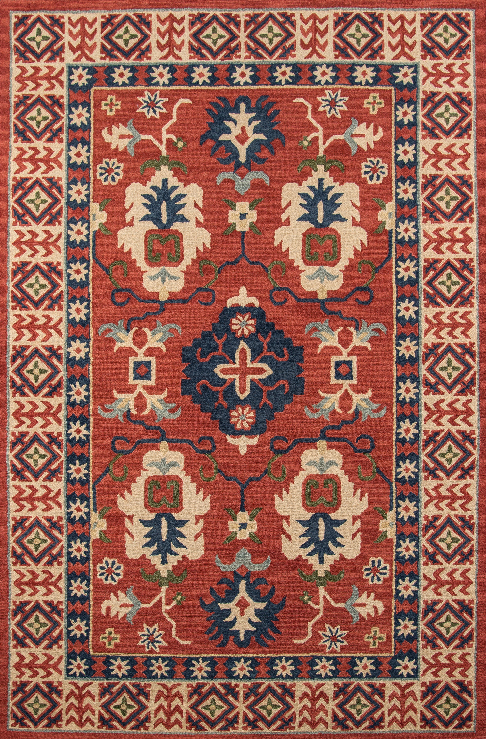 Tangier Traditional Oriental Red Hand-Tufted Wool Rug