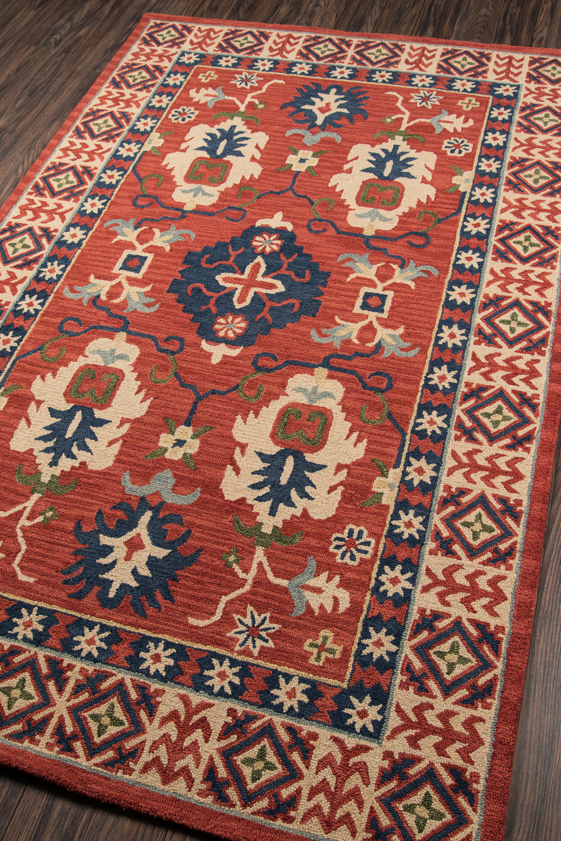 Tangier Traditional Oriental Red Hand-Tufted Wool Rug