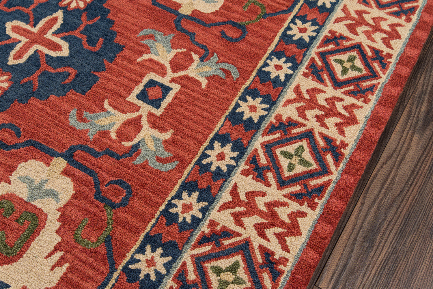 Tangier Traditional Oriental Red Hand-Tufted Wool Rug