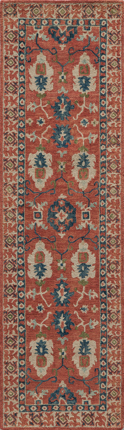 Tangier Traditional Oriental Red Hand-Tufted Wool Rug