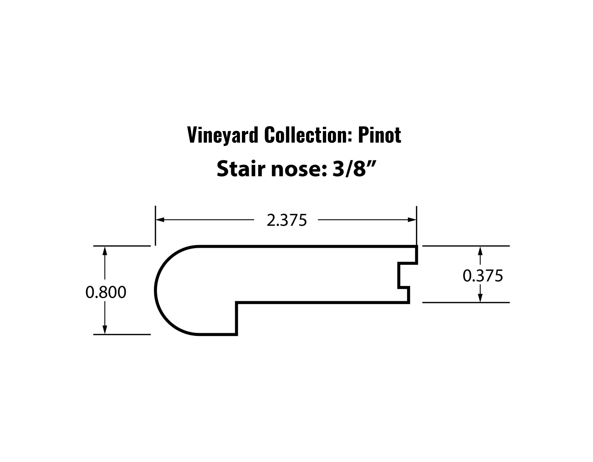 Vineyard Collection: 3/8&quot; Flush Stair Nose Molding
