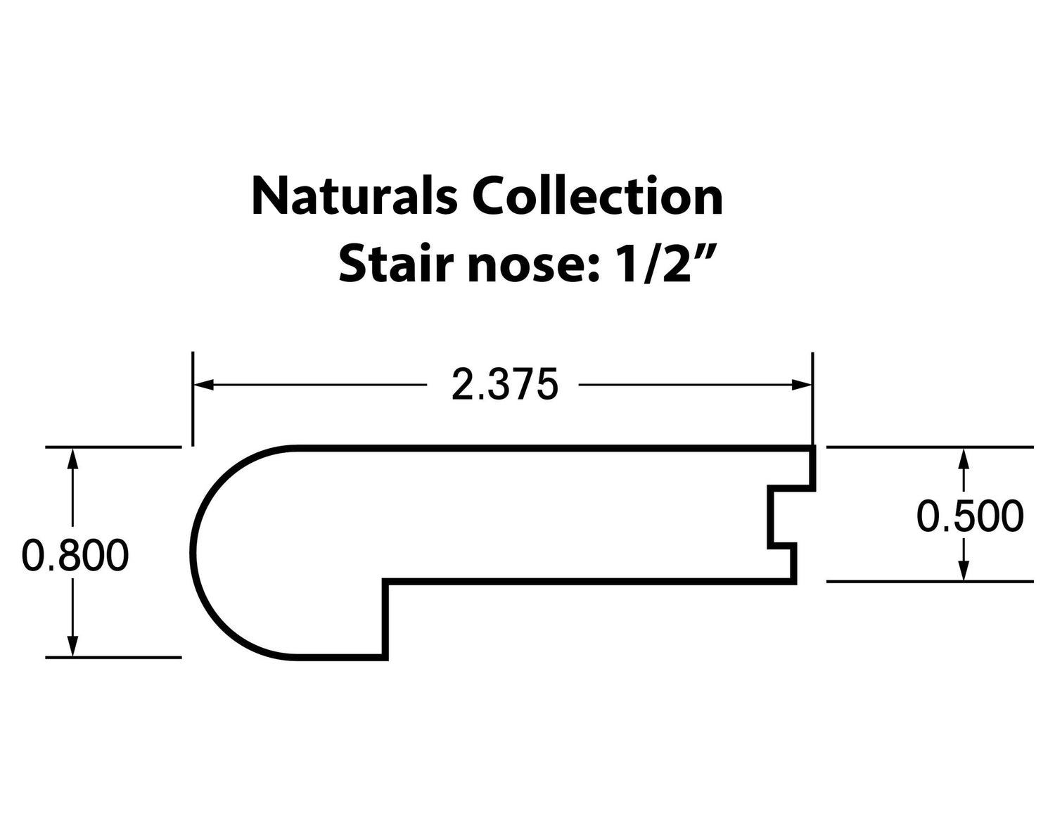 Naturals Collection: 1/2&quot; Flush Stair Nose Molding