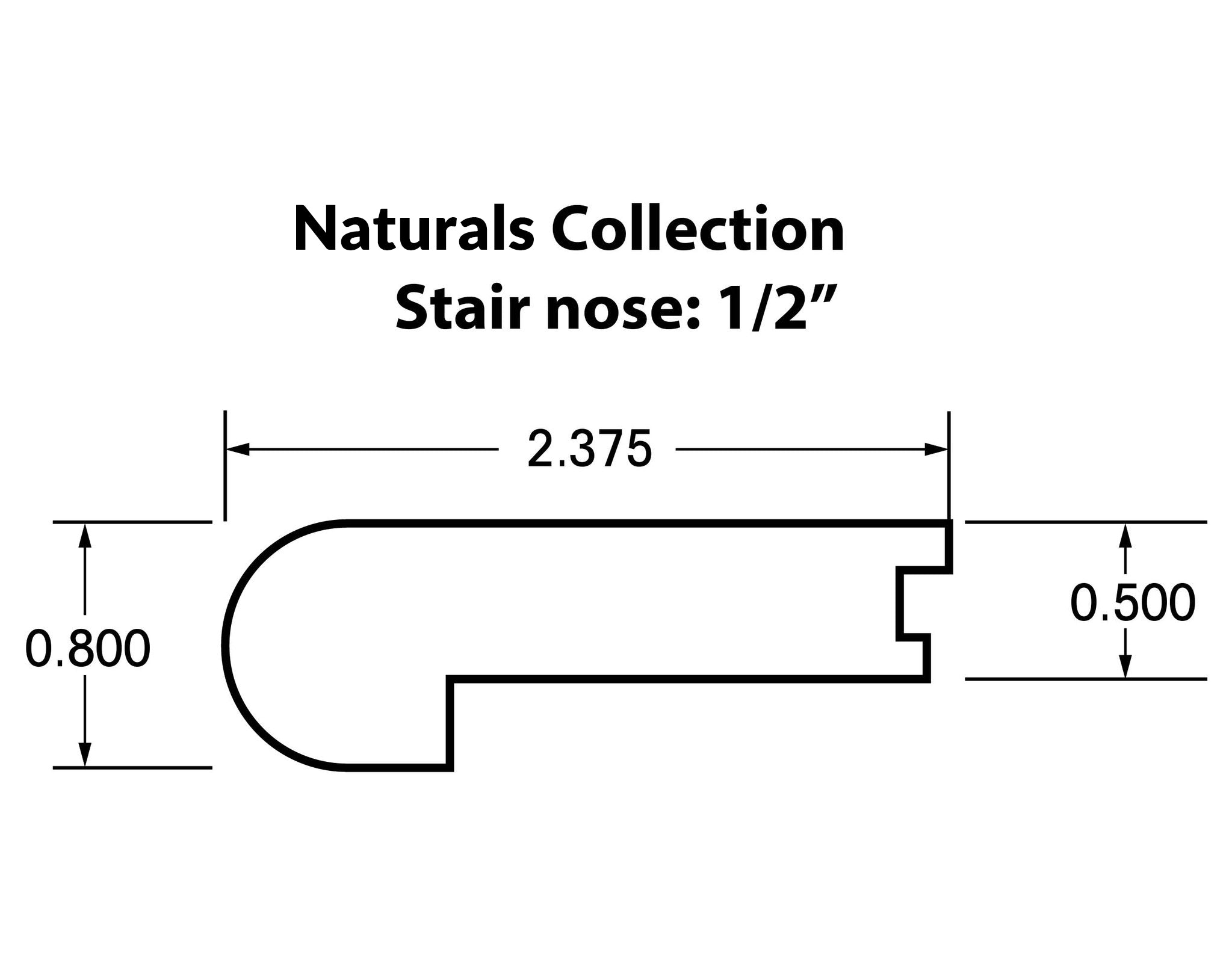 Naturals Collection: 1/2&quot; Flush Stair Nose Molding