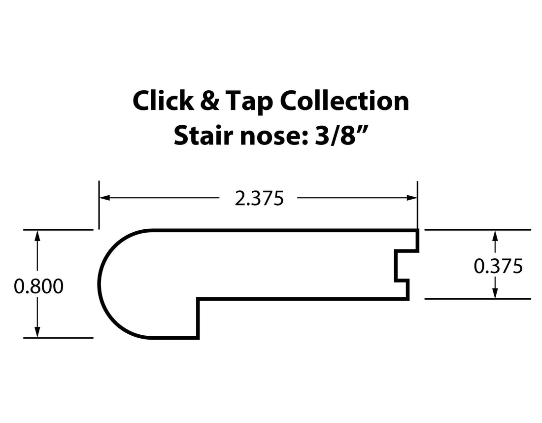 3/8&quot;  Flush Stair Nose Molding: Click &amp; Lock