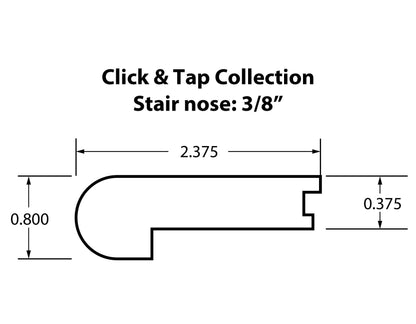 3/8&quot;  Flush Stair Nose Molding (Click &amp; Lock)